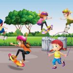 children-playing-sports-in-the-park-vector